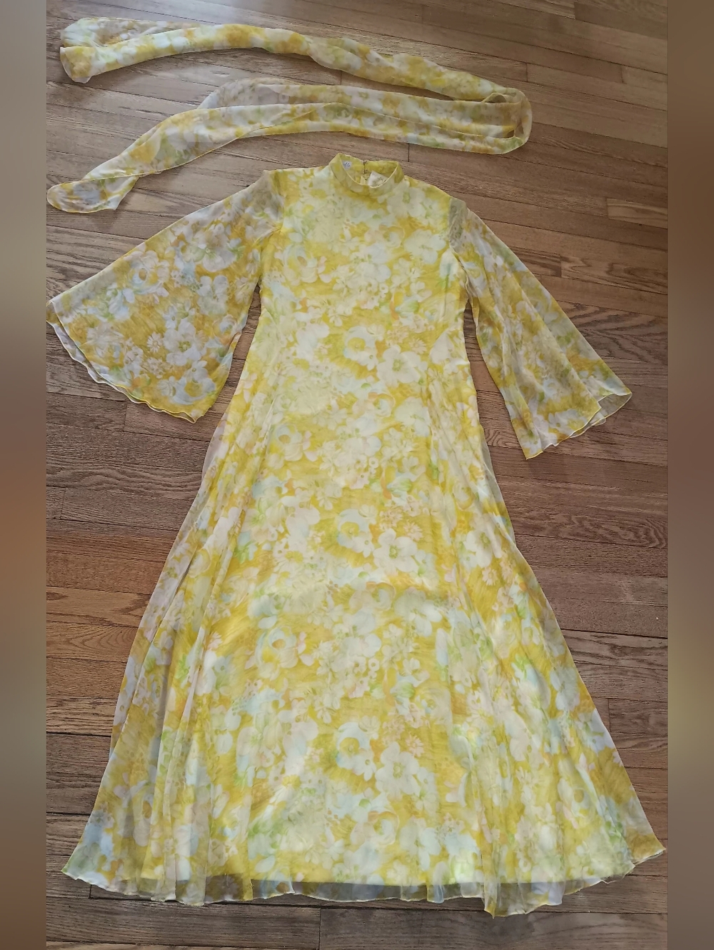 Vintage Felix Arbeo Adventura Carrie Couture Sheer Floral Dress/Scarf~Medium